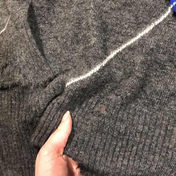 Zara Open Knit Argyle Diamond Distressed Raw Hem Knit Sweater - Picture 15 of 16